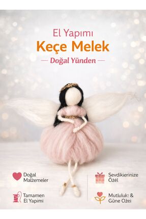 Momsmeril Keçe Melek Bebek Organik El Yapımı Yün 15cm PUDRA