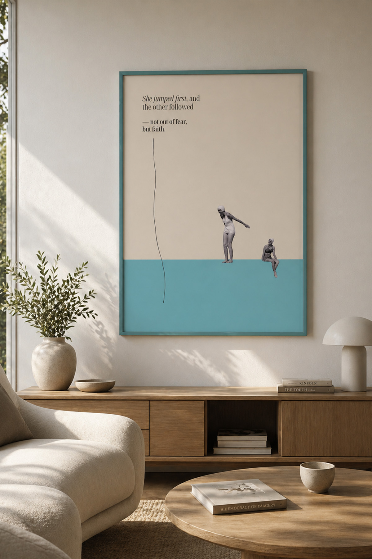Arkadaşlık & Cesaret Temalı Minimal Kolaj Tablo Poster Modern Sanat Duvar Dekoru Çerçevesiz