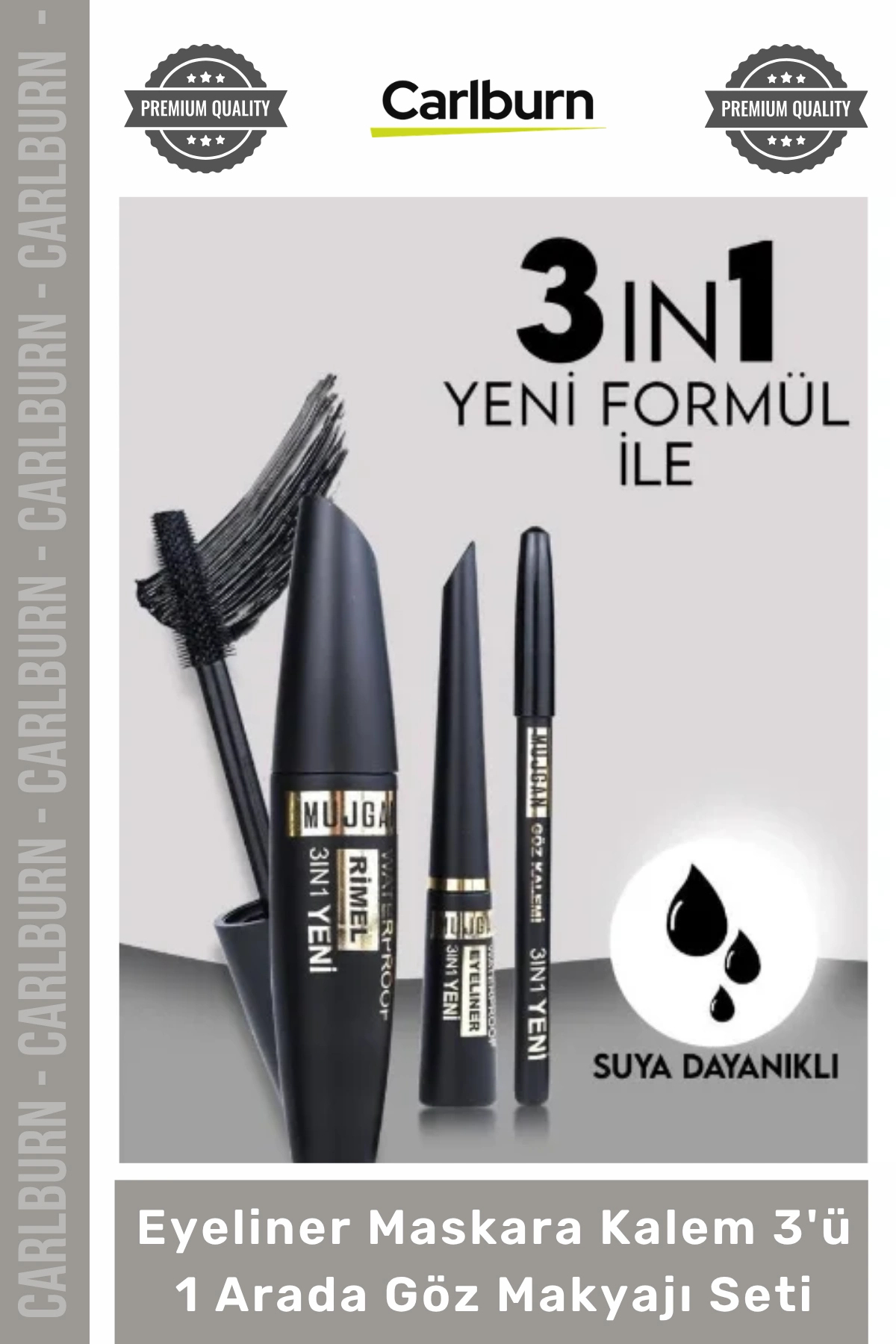 #Kozmetik Siyah Suya Dayanıklı Dolgun Kalıcı Eyeliner Maskara Kalem 3'ü 1 Arada Göz Makyajı Seti — رنگارنگ 53549 Geçirmez Akmaz Kaymaz Kadın — تصویر 3 از 5