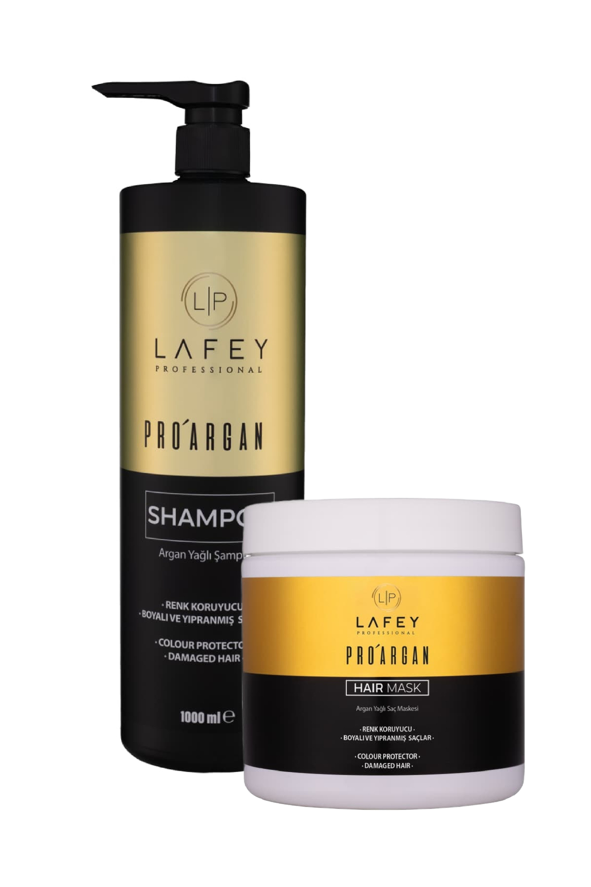 Lafey Professional PROARGAN Argan Yağlı Besleyici & Parlaklık Veren Etkili Saç Şampuanı 1000 ml + Maske 500 ml — PARG04741995