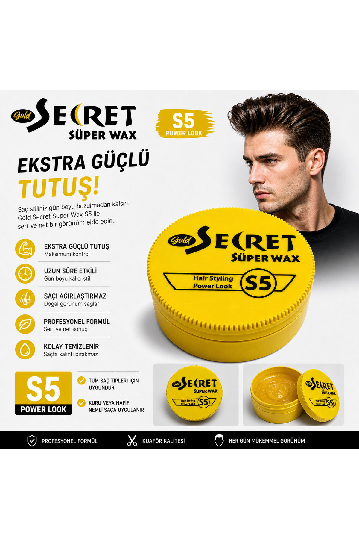 Secret Gold Süper Wax S5 Power Look Saç Waxı Ekstra Güçlü Tutuş 150 ml — 8292992