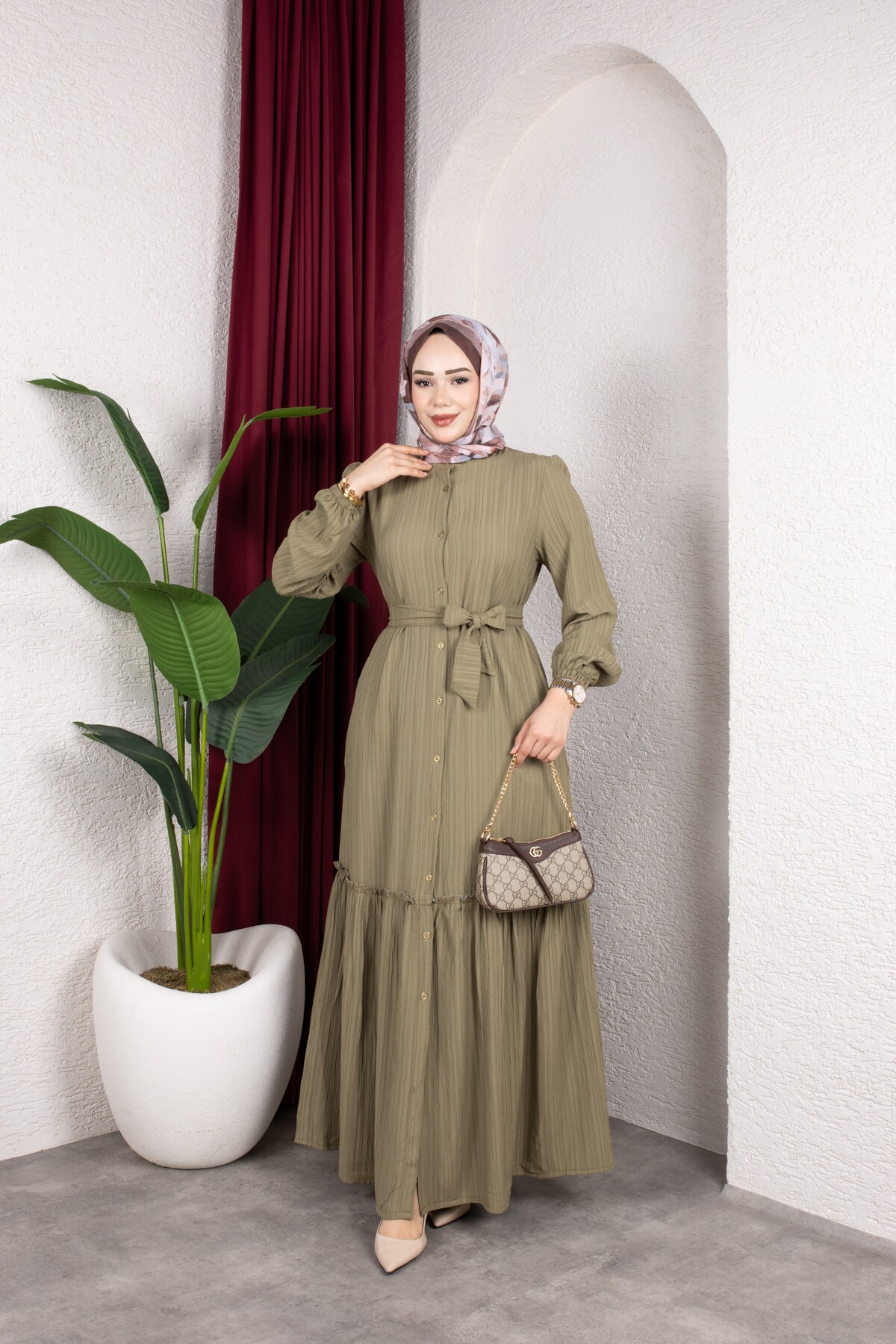 ECESSA FASHİON Lara Buttoned Ruffle Dress