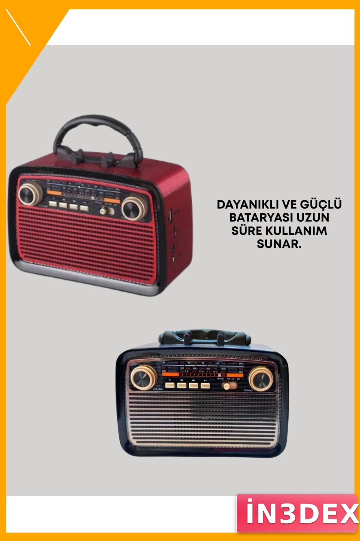 Taşınabilir Bluetooth Hoparlör FM AM Radyo 20x15x10 cm