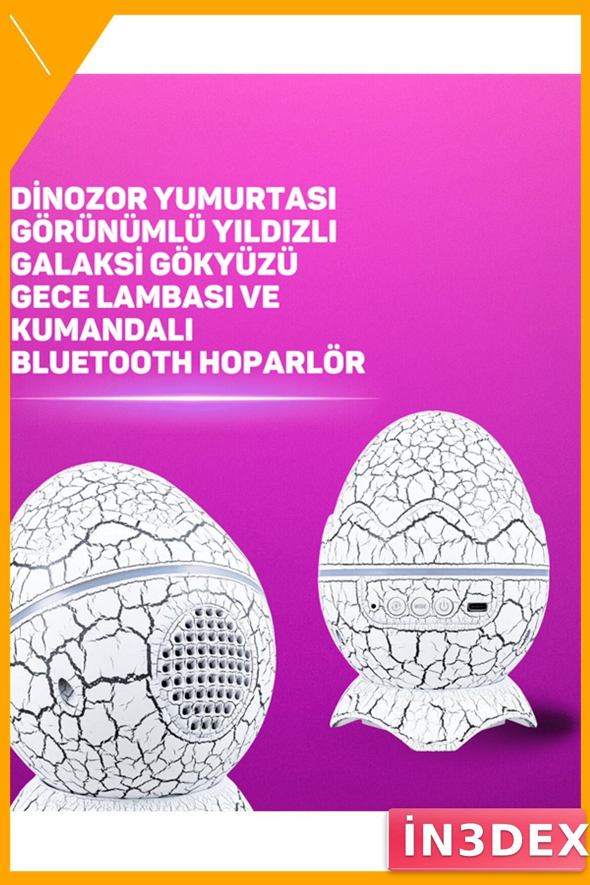 7 Renkli Dinozor Yumurtası Gece Lambası Bluetooth Hoparlörlü