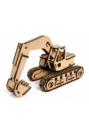 ALGWOOD 3D Ahşap İş Makinesi Maketi - 134 Parça Fonksiyonel Ekskavatör Model ...