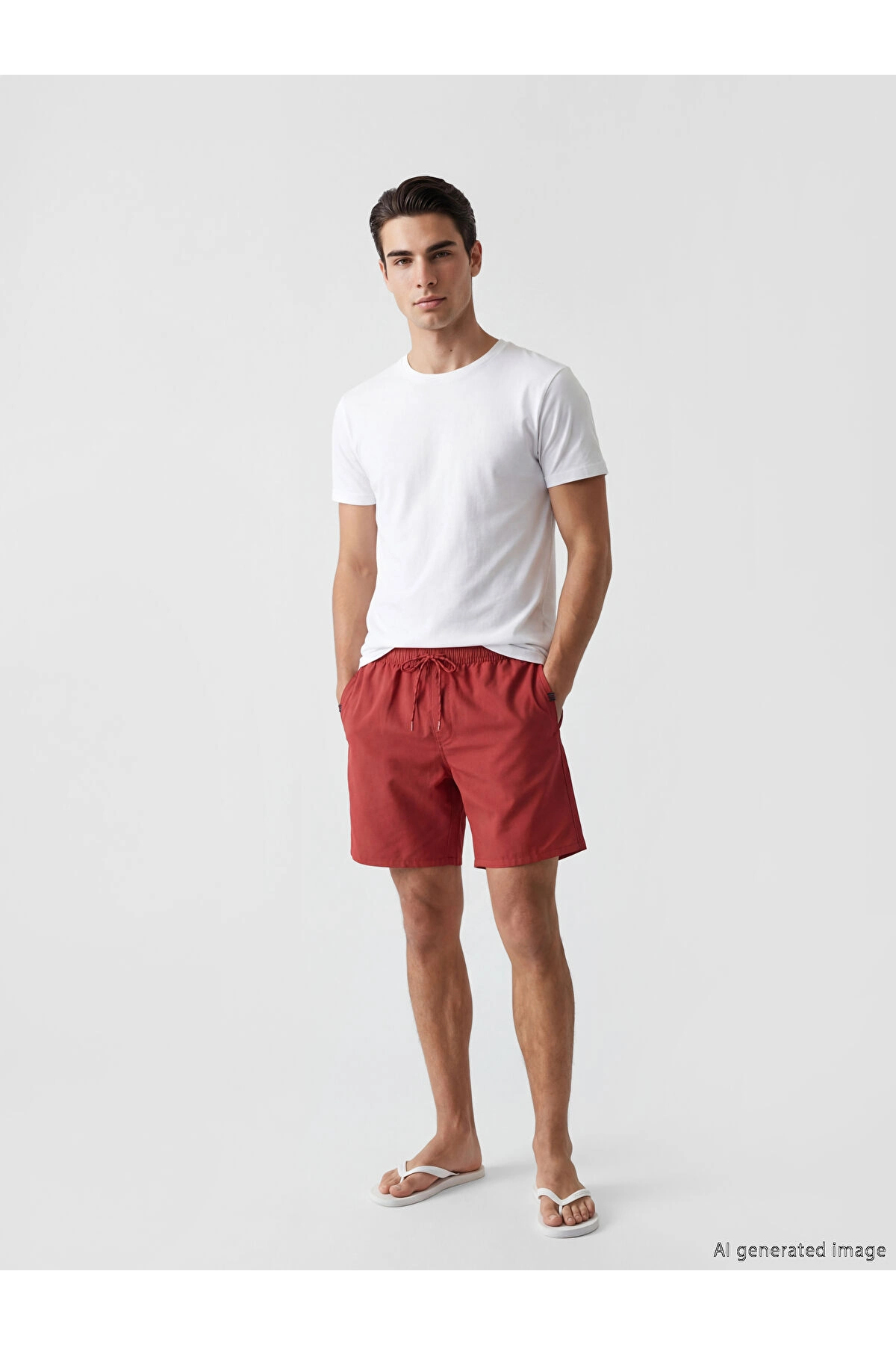 LC Waikiki Lcw Swimwear Red Short Length Men's Swim Shorts
