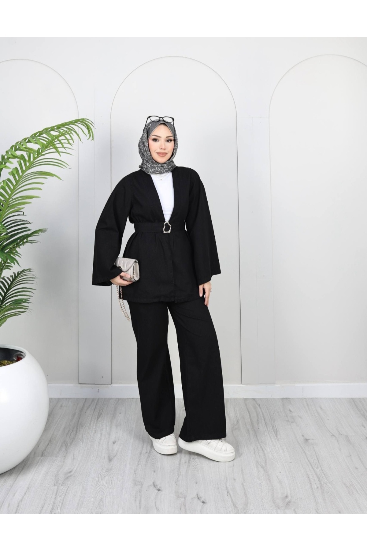 yusuf tekstil Kot Kemer Detaylı Pantolon Ceket Takım