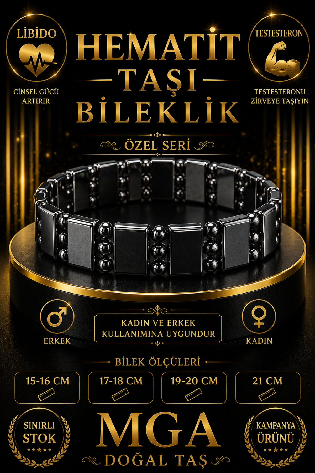 MGA DOĞAL TAŞ Hematit Bileklik - Özel seri - Doğal Taş bileklik