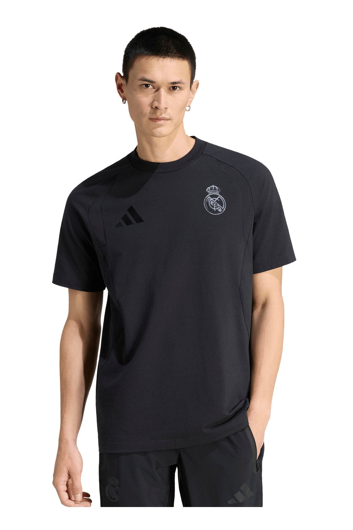 adidas KC7809 REAL TT TEE Siyah Bisiklet Yaka Normal Kalıp Fit Düz
