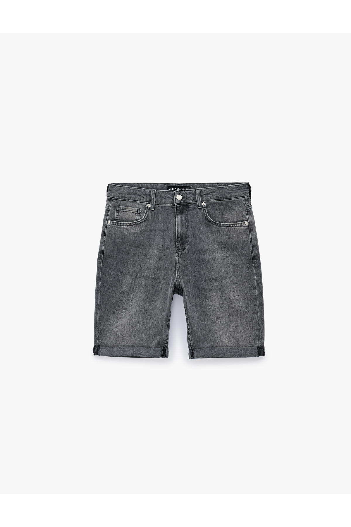 Koton Normal Bel Pamuklu Cepli Bermuda Slim Fit Jean Şort görsel 3