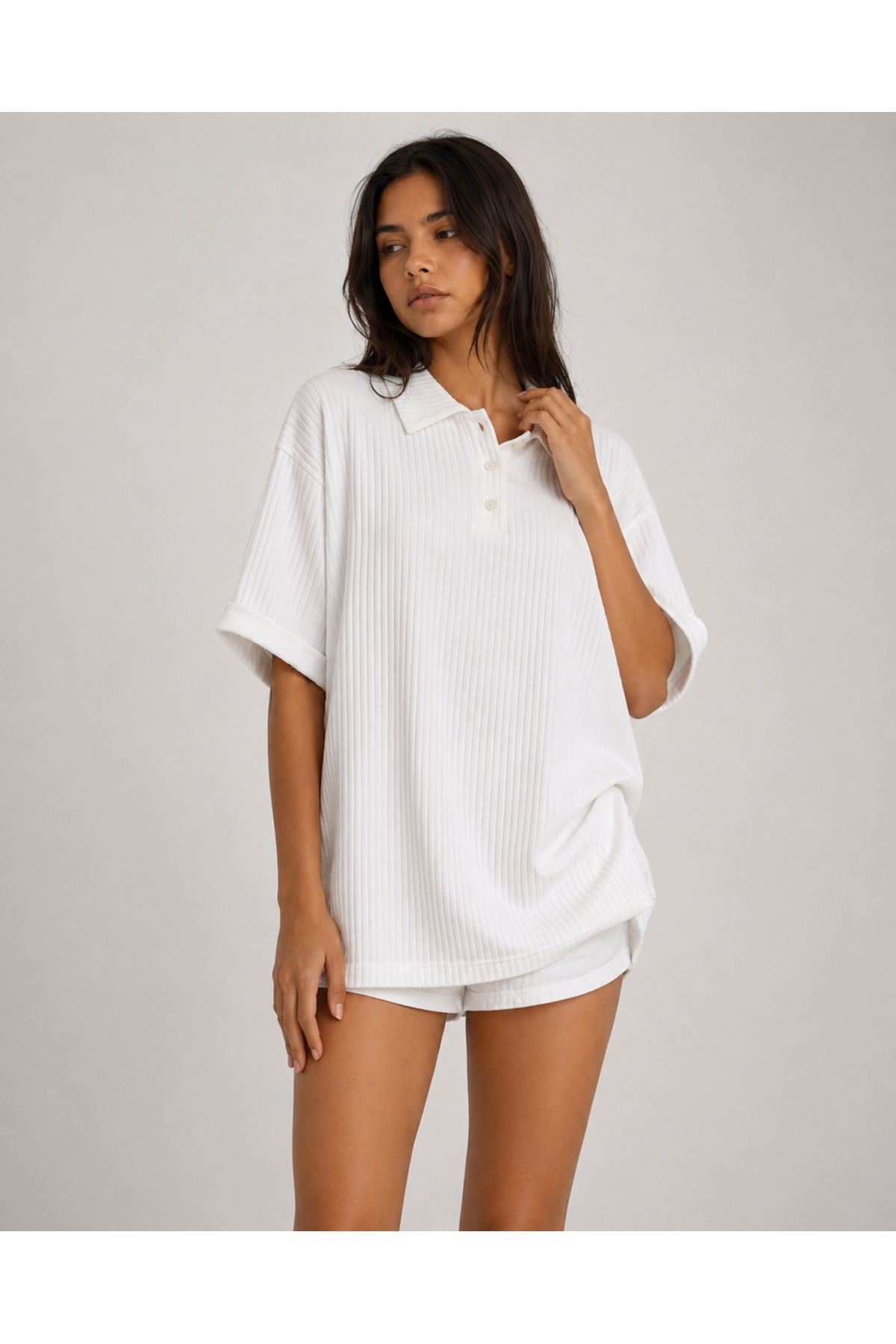 Unisex Polo Neck Cotton Oversize Boyfriend T-shirt
