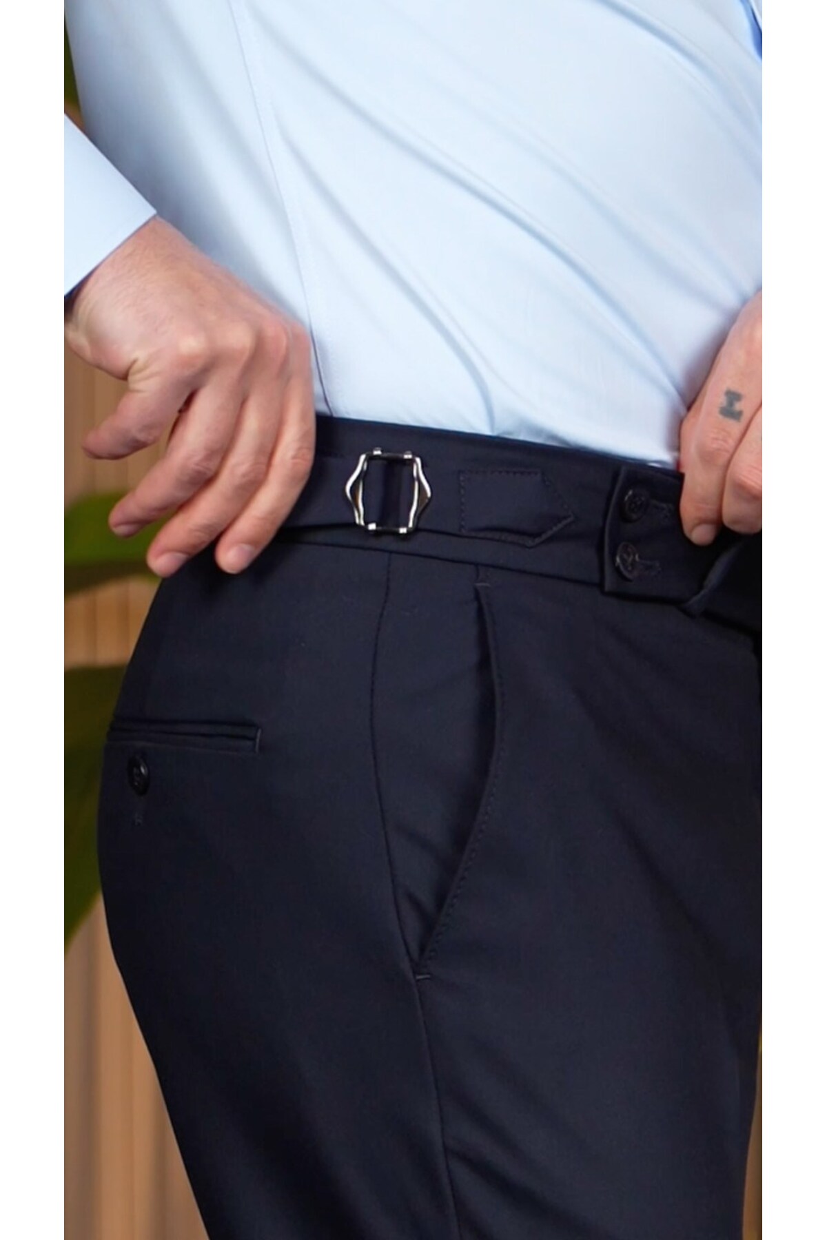 Pilesiz Tokalı Pantalon Lacivert — سرمه‌ای P01-08 — تصویر 3 از 4