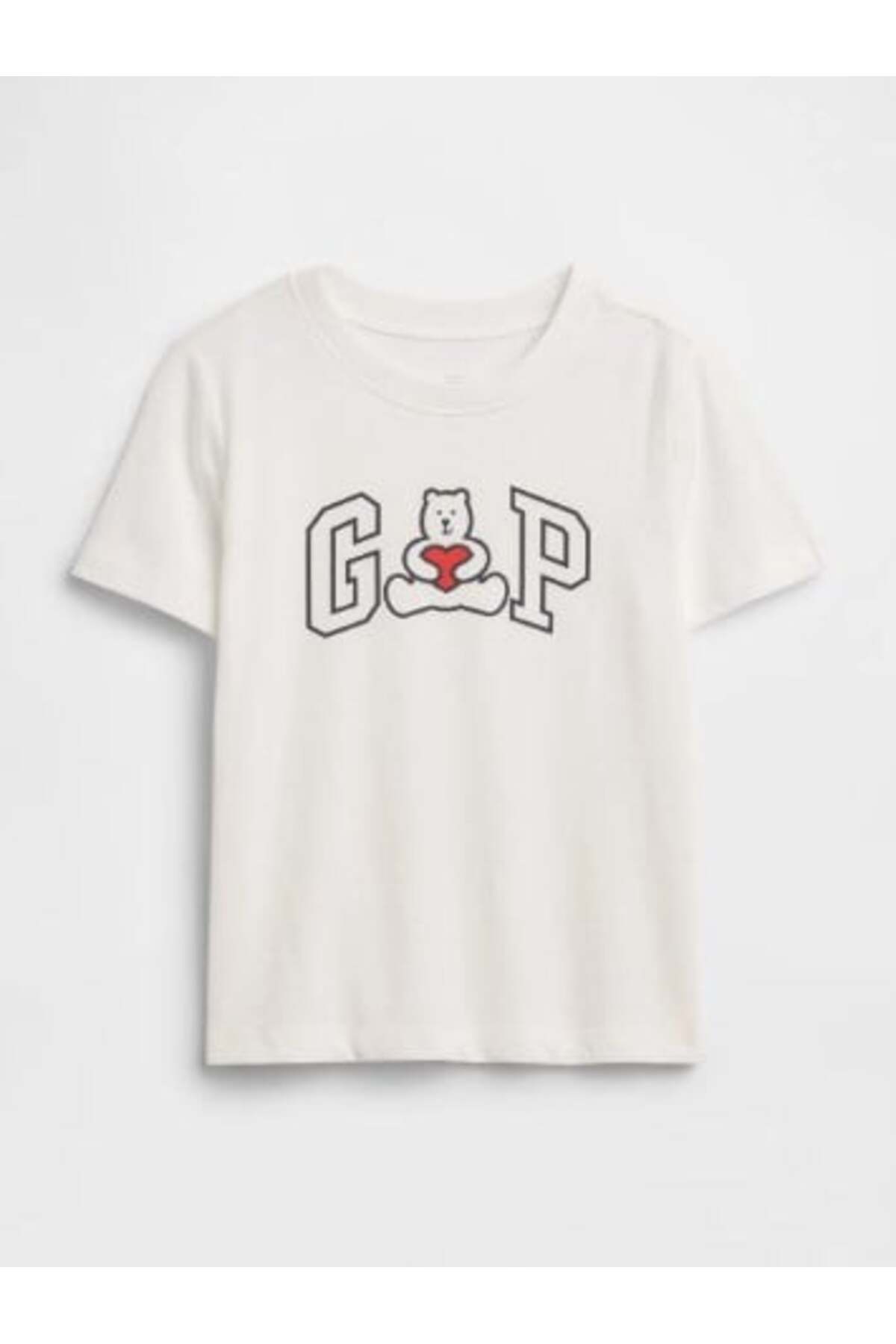 GAP Gap Baby Boy Logo Teddy Bear Print Short Sleeve T-Shirt 0-5 Years White