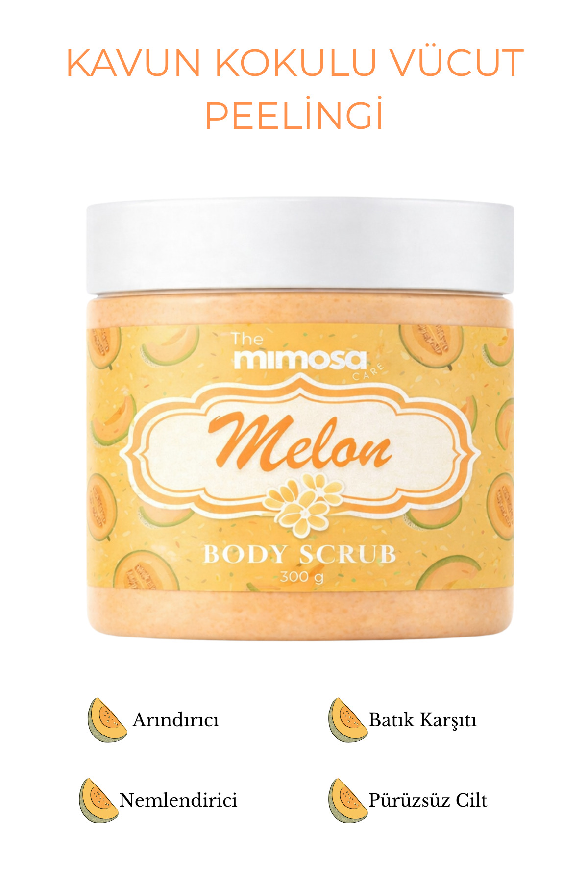 The Mimosa Care Kavun Aromalı Vücut Peelingi, 300 gr, Nemlendirici, Batık Karşıtı — KavunPeeling