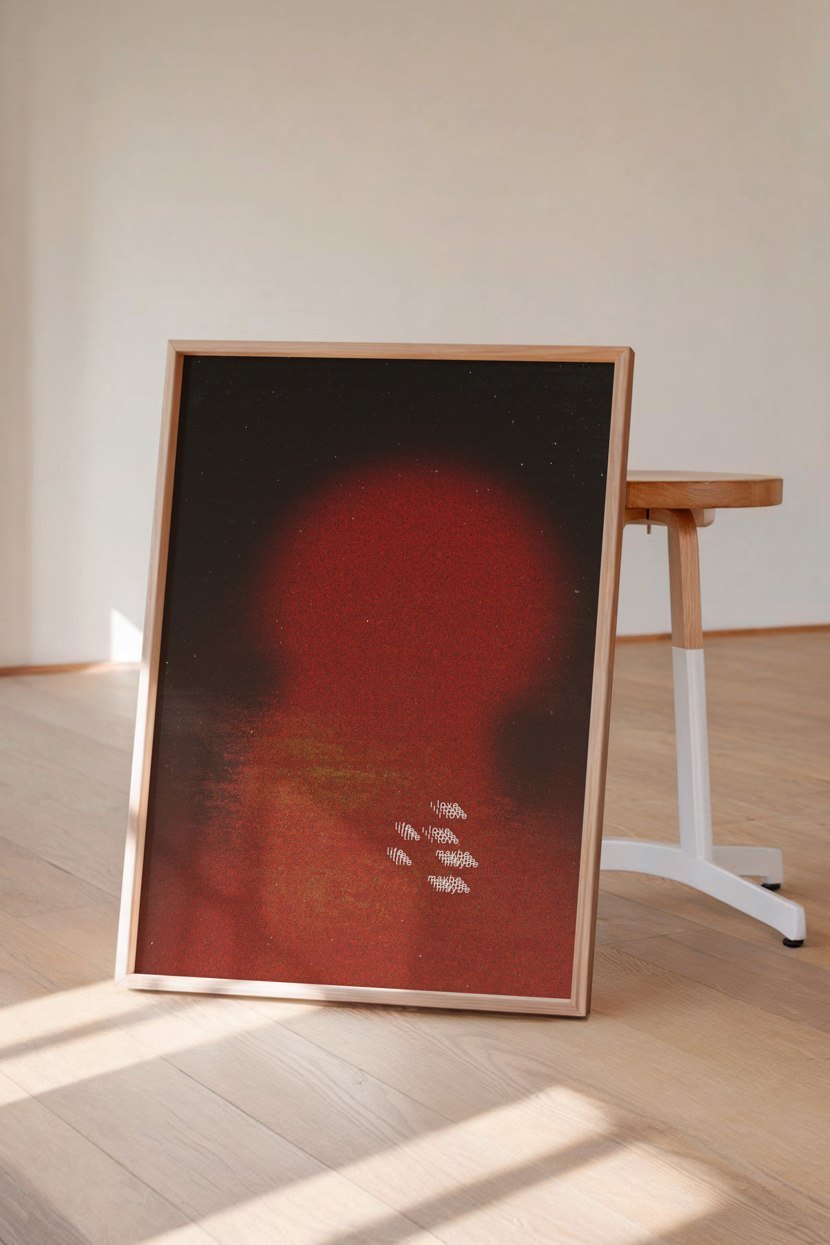 Soyut Kırmızı Poster Modern Minimal Duvar Tablosu Çerçevesiz