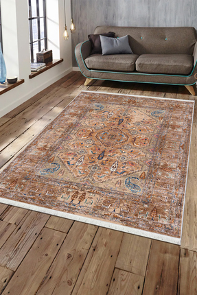 Pamuklife Halı Pamuk Dokuma Taban Yıkanabilir Halı PL038 Vizon