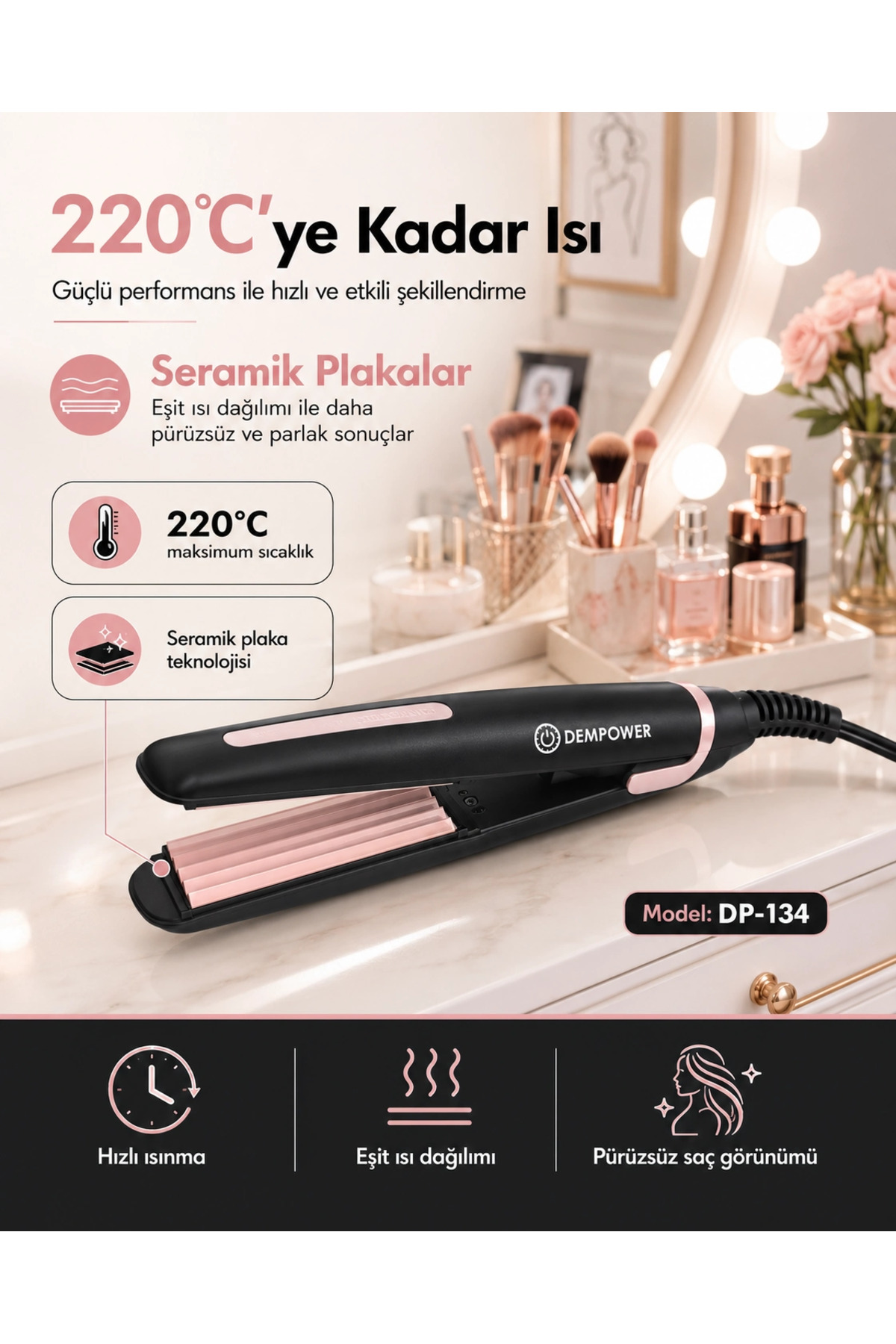اتو موی مناسب برای استفاده خانگی، برای حالت دادن به موهای موج‌دار و حجیم — BK-s-4004 — تصویر 3 از 5