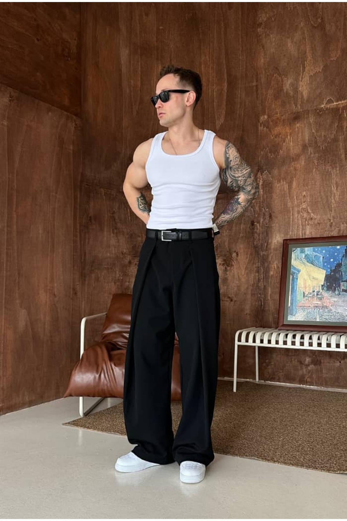 Extra Baggy Wide Fit Premium Kumaş Pantolon — رنگارنگ ExtraKmş0 — تصویر 7 از 7