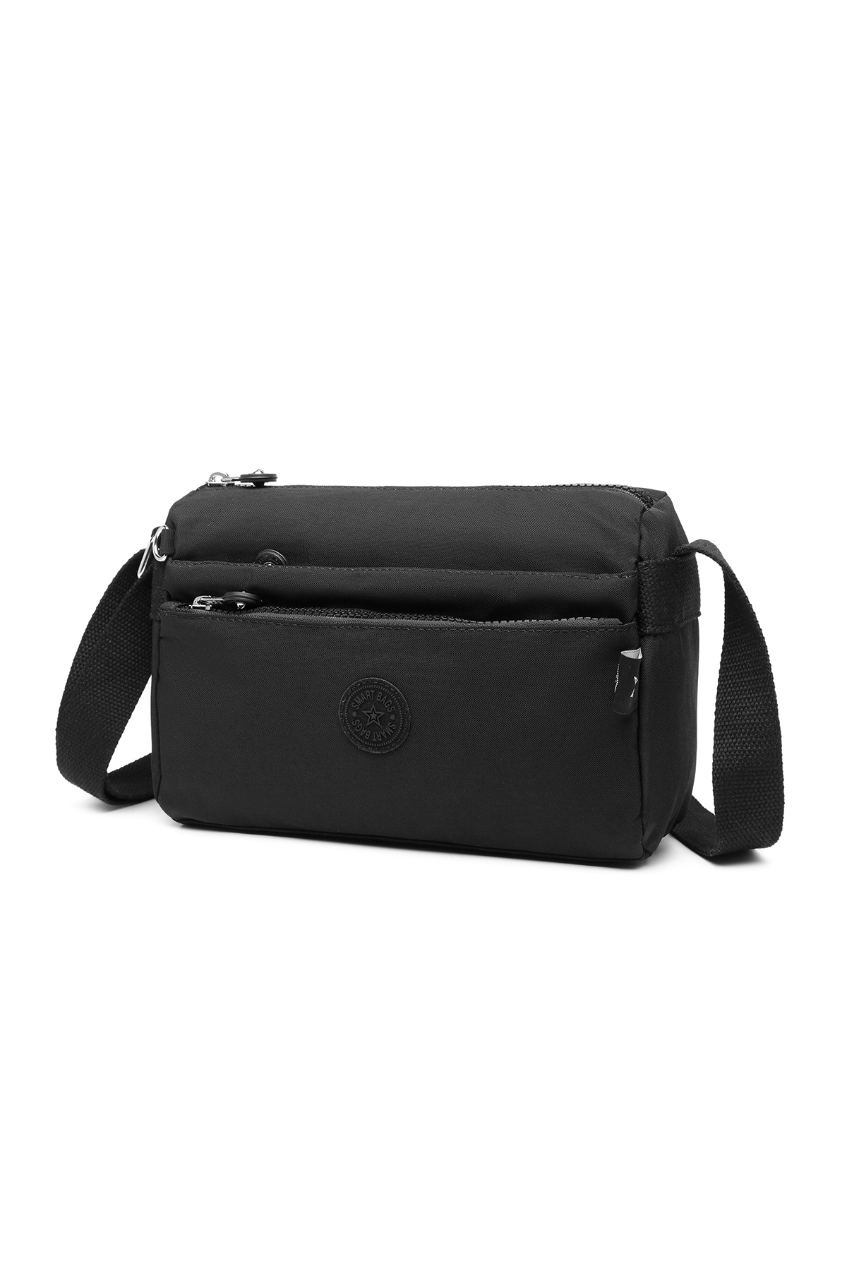 SMART BAGS Günlük Küçük Boy Su Geçirmez Hafif Krınkıl Kumaş Kadın Çapraz Çanta Siyah görsel 2
