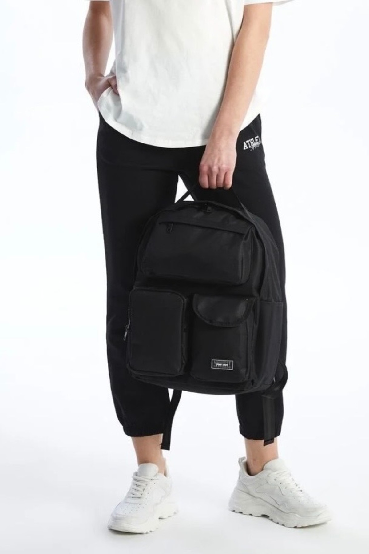 Catwins Siyah Basic Unisex Sırt Çantası görsel 3