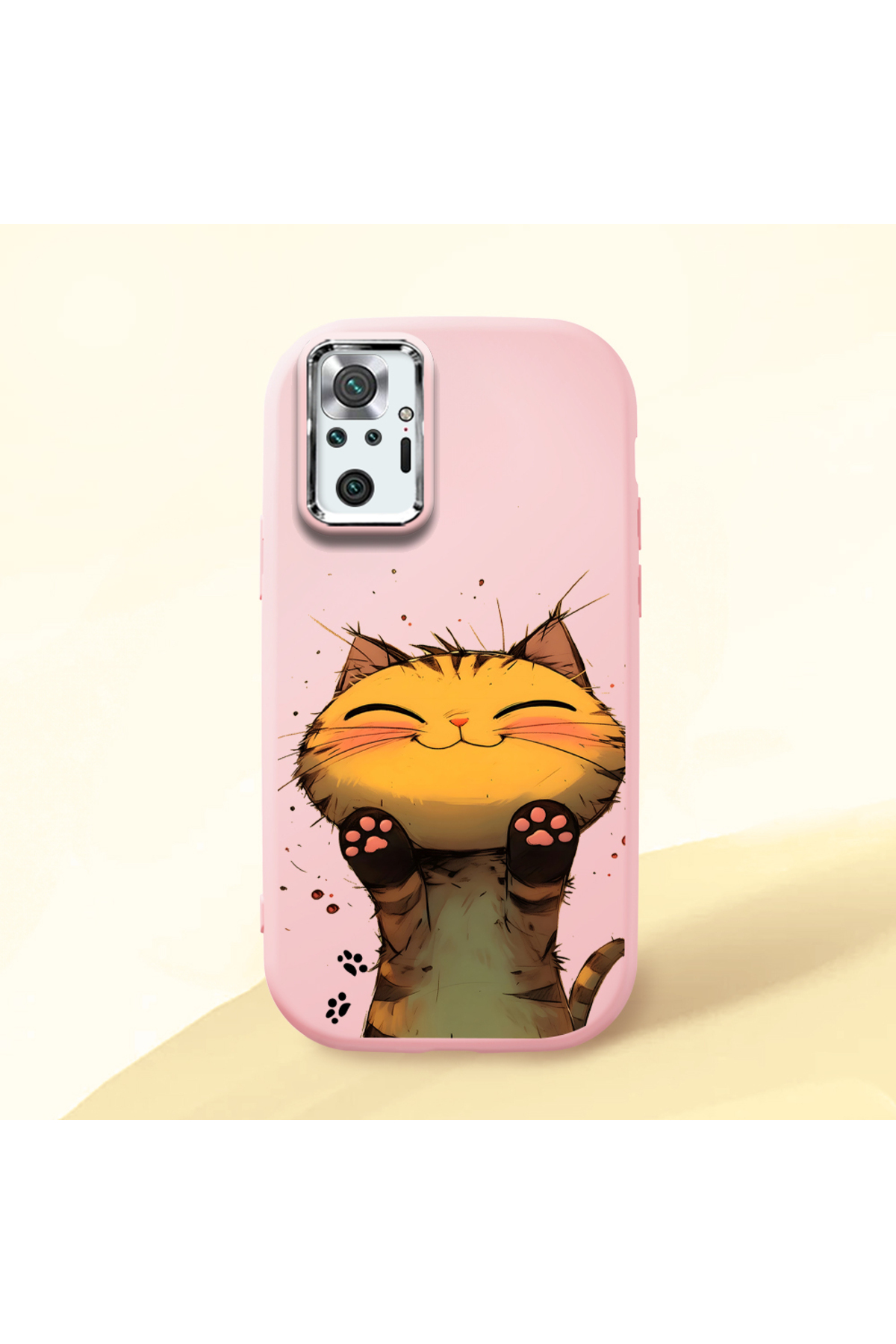 Redmi Note 10 Pro Compatible Case camera protector Pink Silicone Couple Phone Case with Cat Pattern