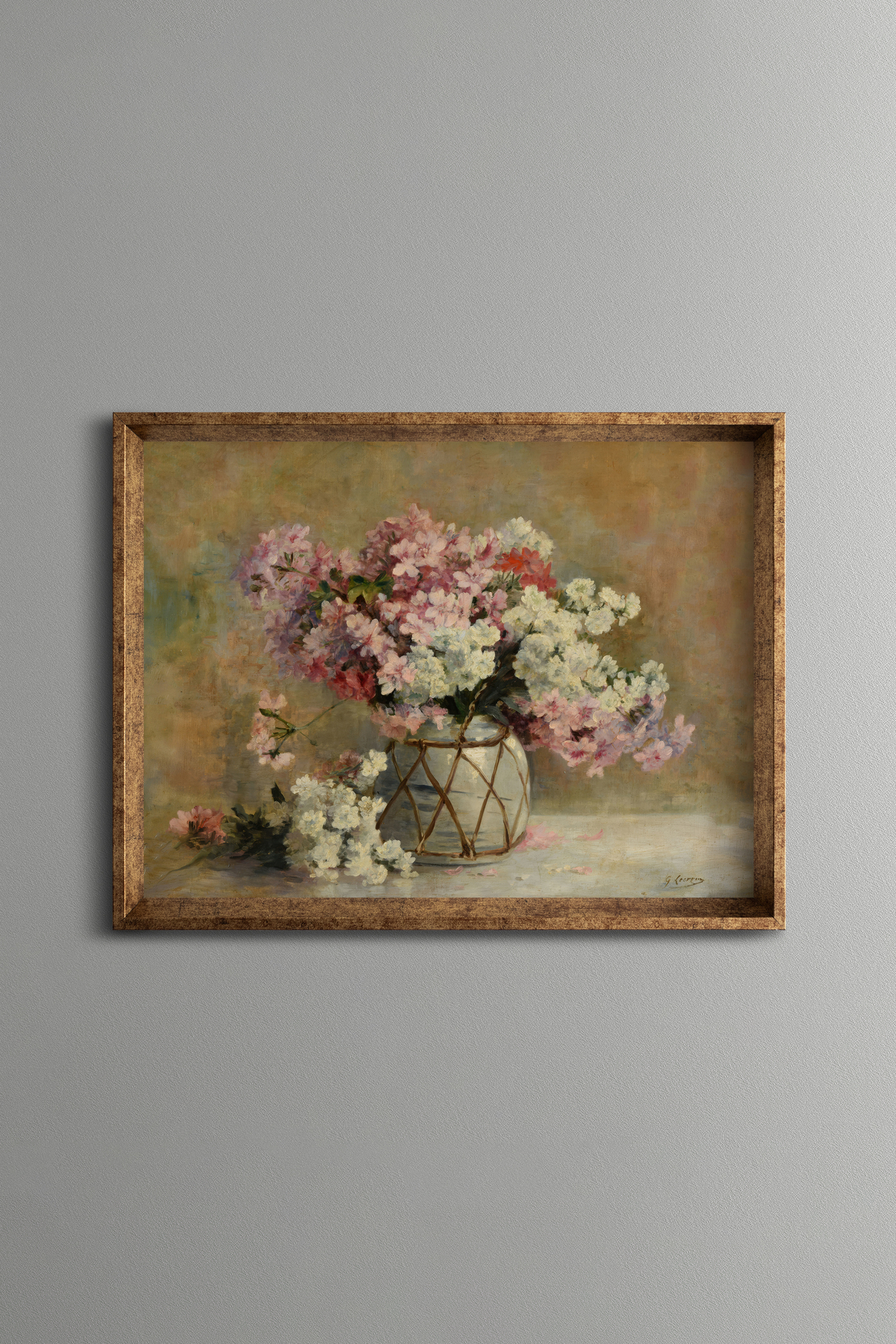Pastel Flower Bouquet - Vintage Patterned Frame - Slim Model