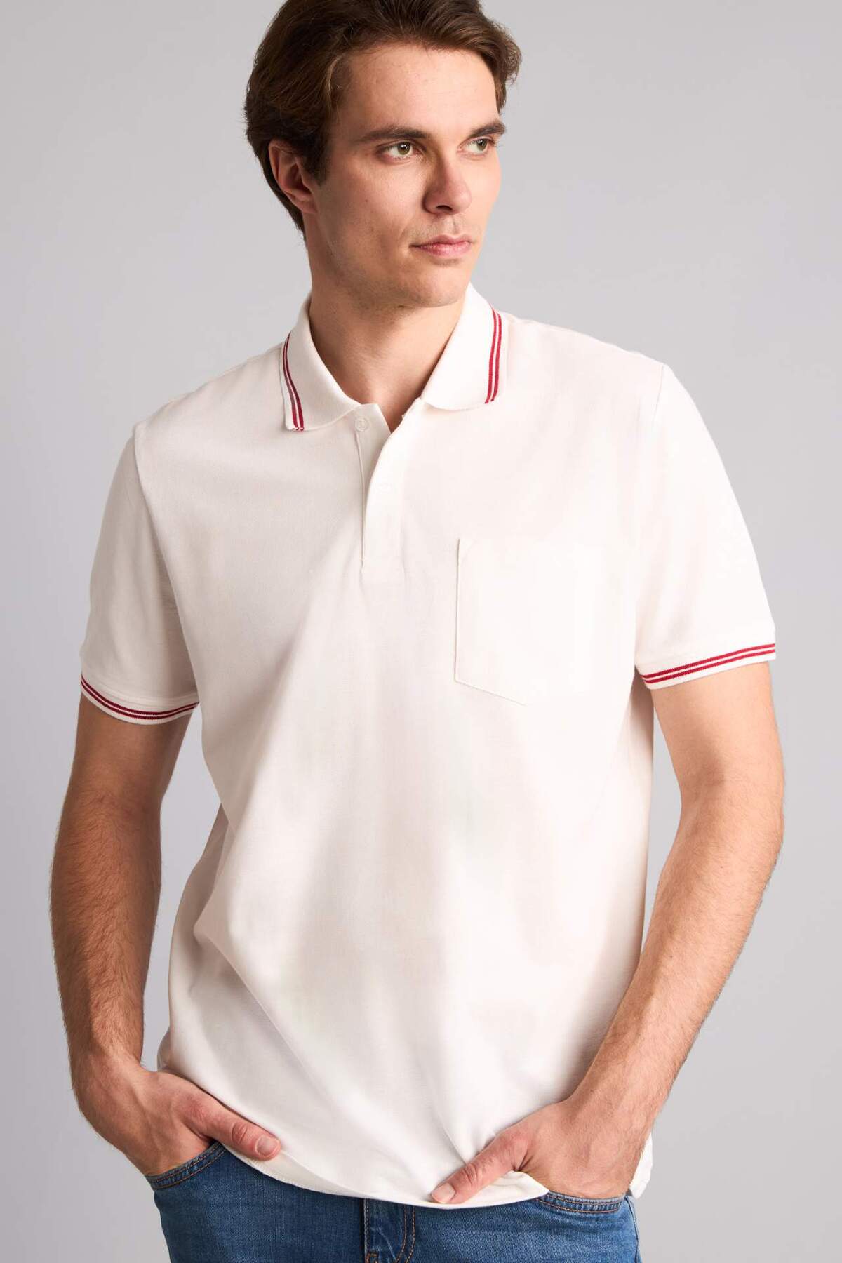 Defacto 100% Cotton Regular Fit Polo Collar Short Sleeve Polo T-Shirt I3005Ax26Sp