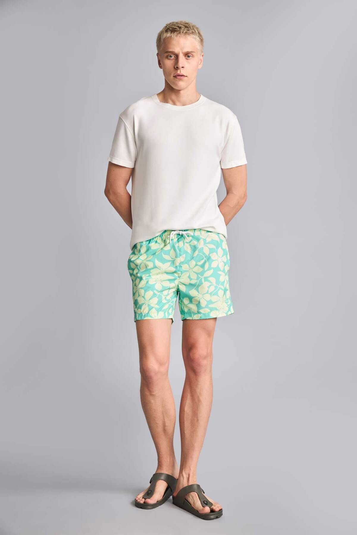 Defacto Regular Fit Basic Mesh Lined Long Swim Shorts I1889Ax26Hs