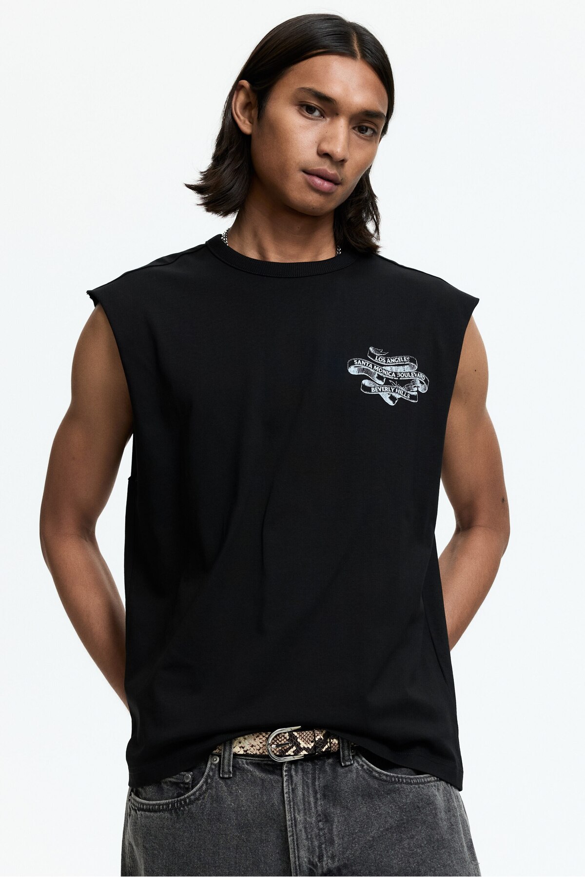 تاپ گشاد بدون آستین طرح‌دار اچ اند ام تی شرت H&M