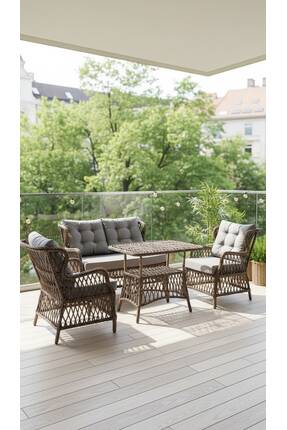Sun Patio Luna Mat Kahverengi Balkon Takımı