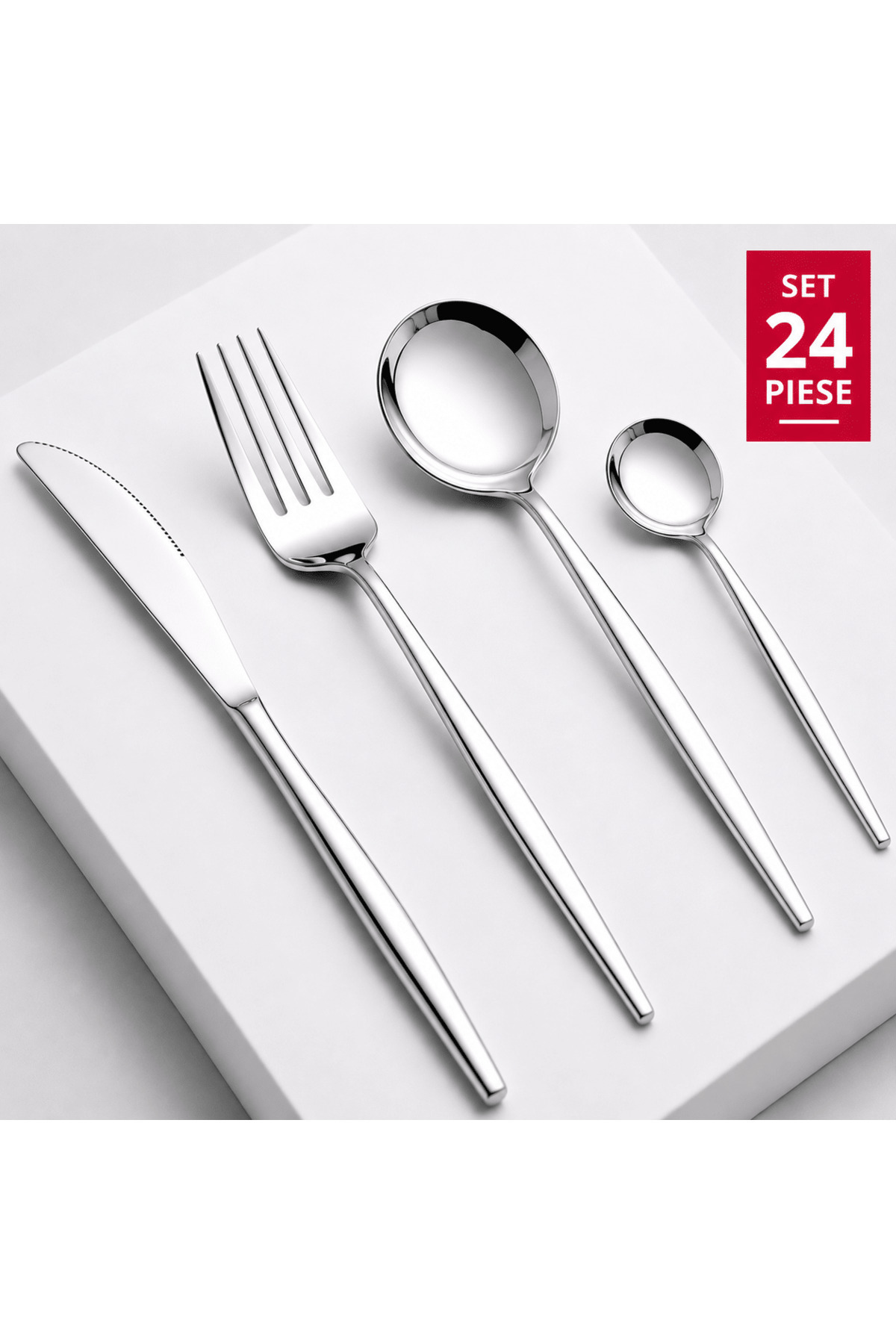 TnsAround Cutlery Set 24 Pieces Stainless Steel for 6 People, Mirror Finish, ...
