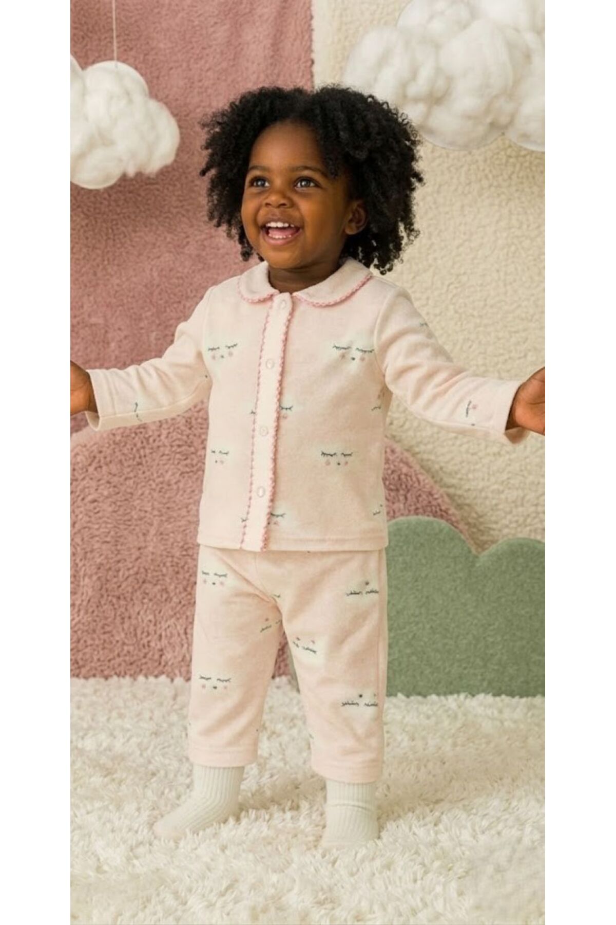 BUUFUU Baby Girl Children's Cotton Patterned Pajama Set Gift