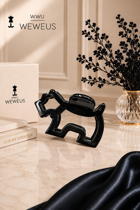 Weweus Siyah Premium Köpek Şekilli Kemik Mandal Toka