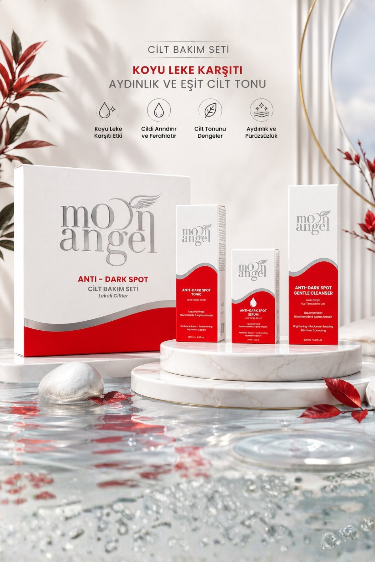 Anti Dark 3`lü Cilt Bakım Seti Lekeli Ciltler İçin Temizleyici Jel, Tonik ve Serum Seti — görsel 1
