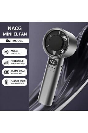 NACG Şarjlı Taşınabilir El Fanı - Sessiz USB Masaüstü Vantilatör - 120 Kademe...