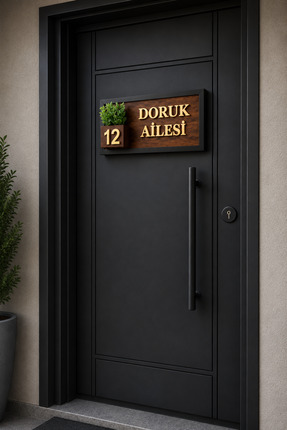 SHELİFE Kişiye Özel Ahşap Kapı İsimliği ve Kapı Numarası 15x25 cm | Dekoratif...