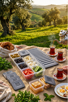 VİGENTİNO Piknik Seti 18 parça 8artı1 Kahvaltılık Sızdırmaz Saklama Kabı 3400...