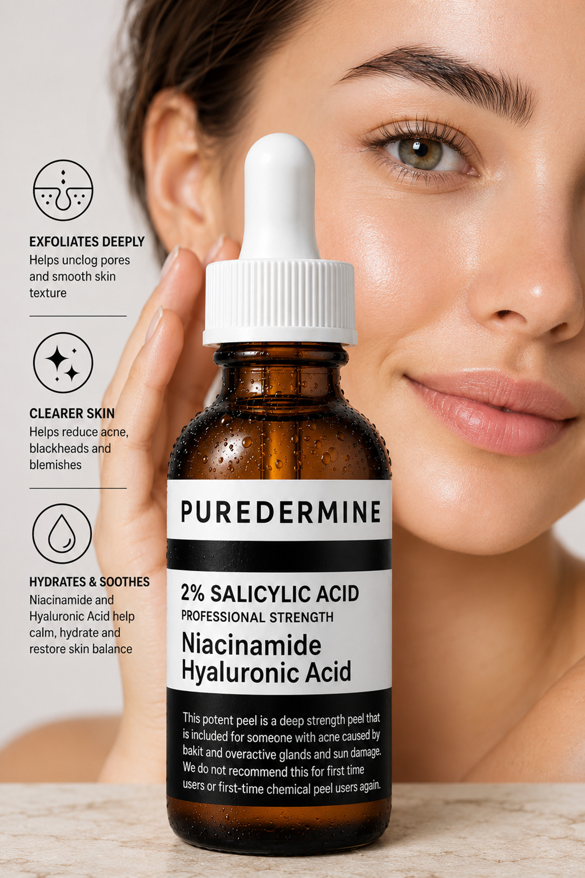 Salisilik Asit Serum %2 BHA İçerikli Niacinamide ve Hyaluronik Asit Destekli Siyah Nokta Karşıtı Yağlı ve Akneye Eğilimli Ciltler İçin Bakım Serumu — 35-2 — تصویر 3 از 8