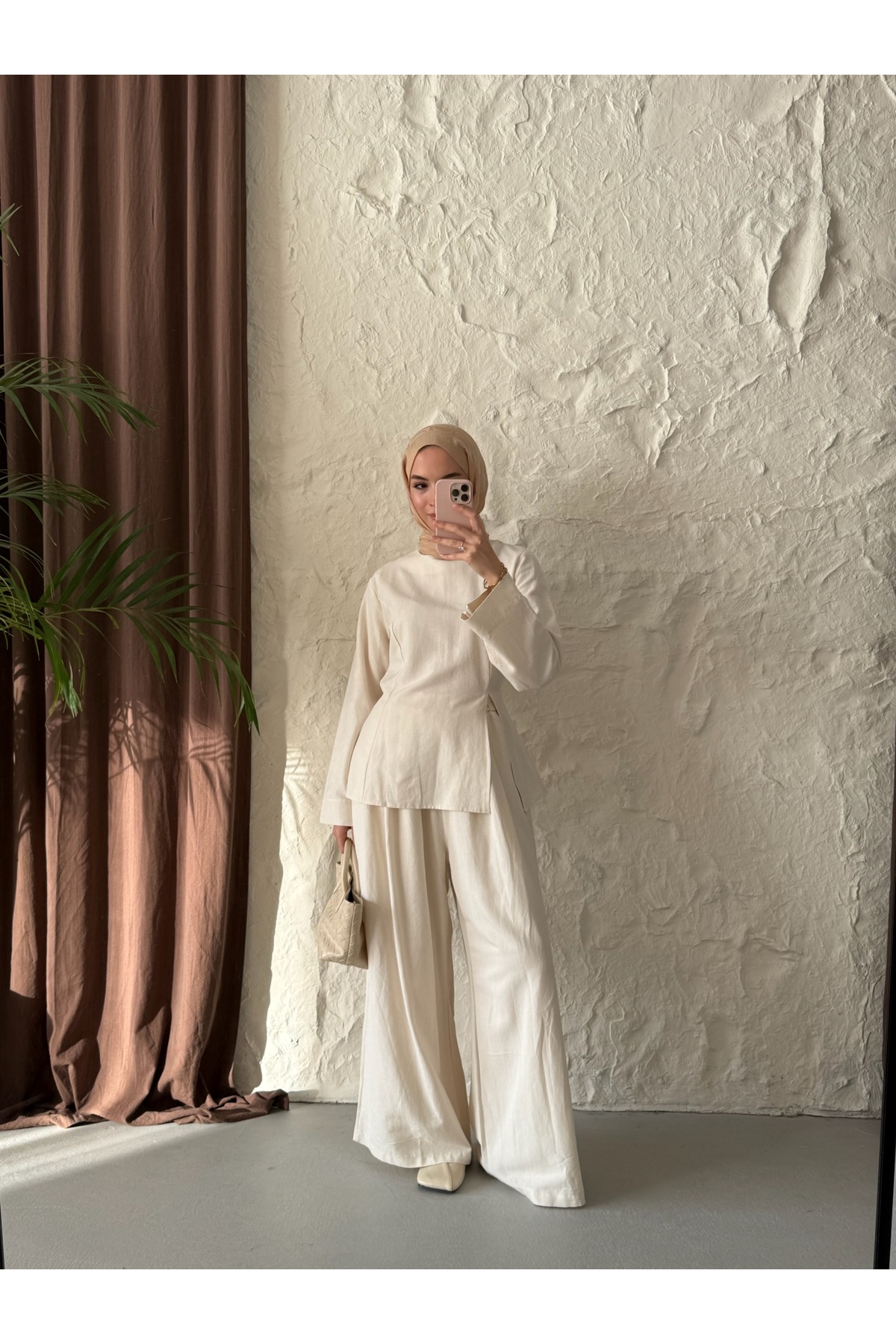 QUWİQ Women's Pinterest Hijab Suit with Slit Detail and Elasticated Trousers