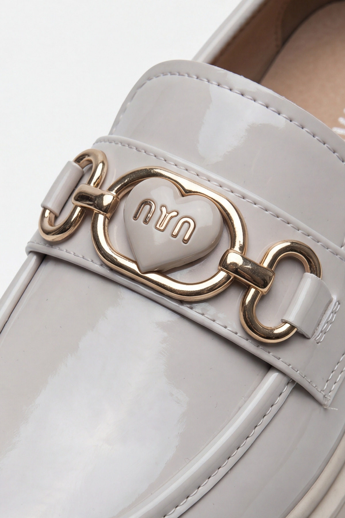 Liarca Luna Chain, Kadın Ortopedik Tabanlı Metal Toka Detaylı Günlük Hafif Loafer Babet Krem Kadın Ayakka görsel 6