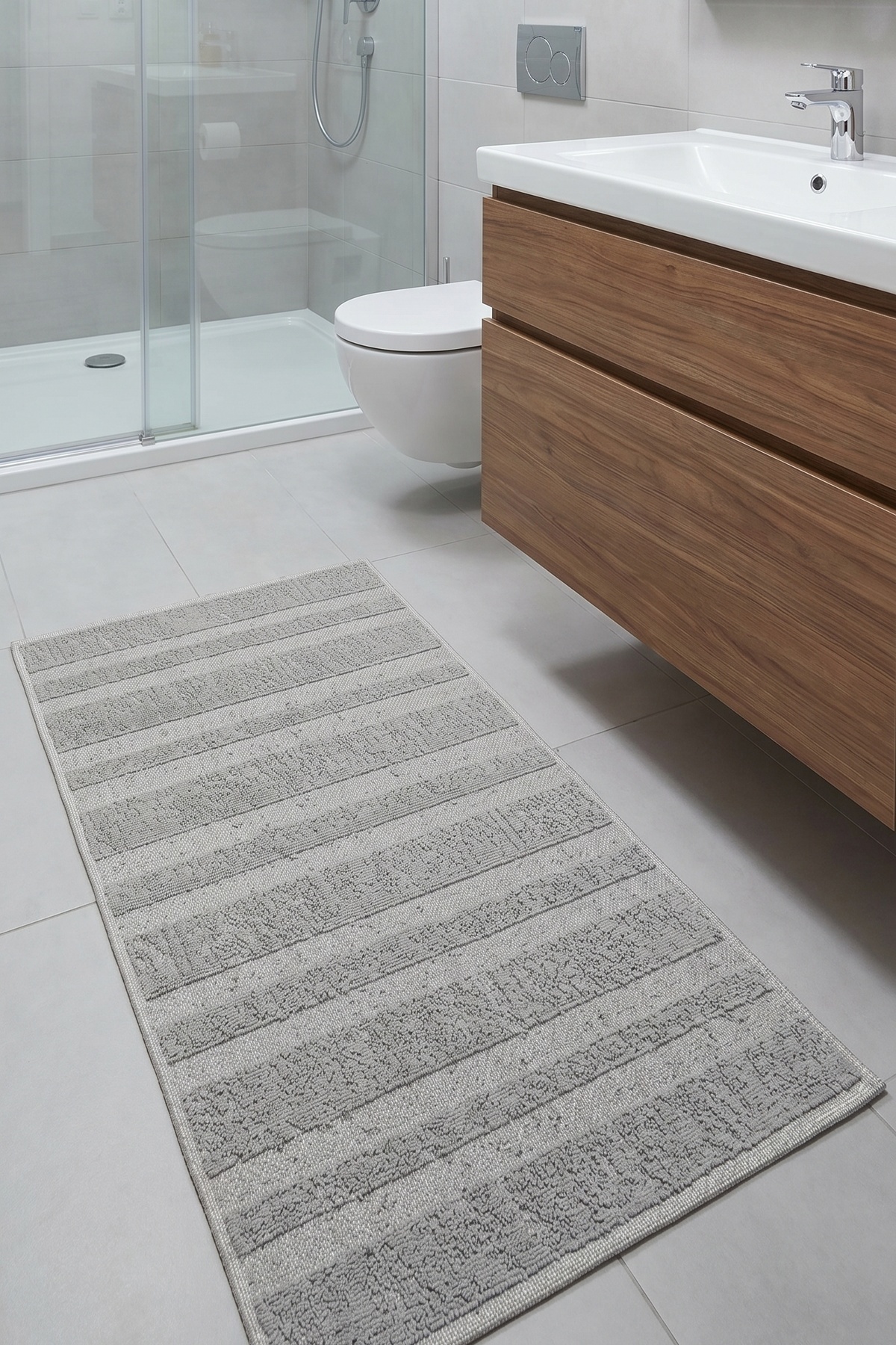 Corridor Anthracite Runner 80x150 cm | 100% Cotton, Washable,Kitchen,Bathroom,Bedroom