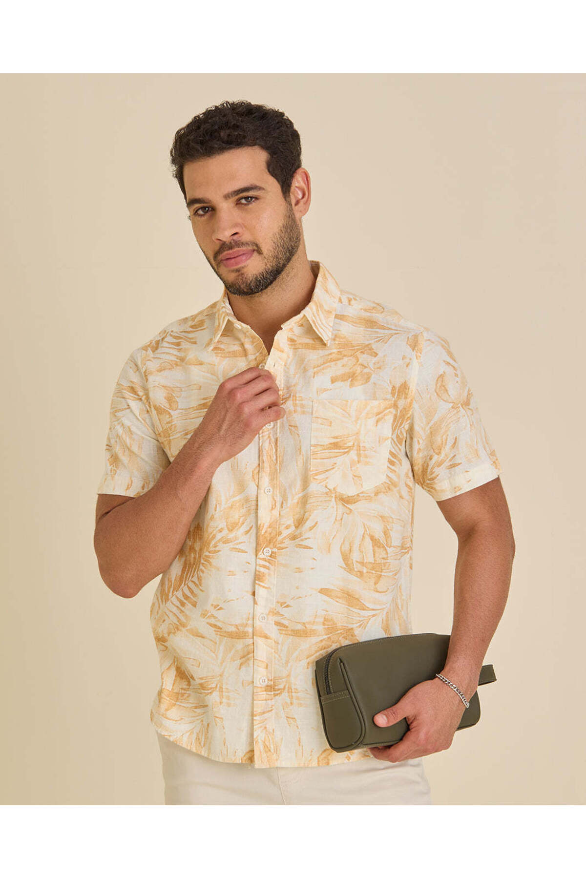REDTAG Men Cream Printed Resort Shirt