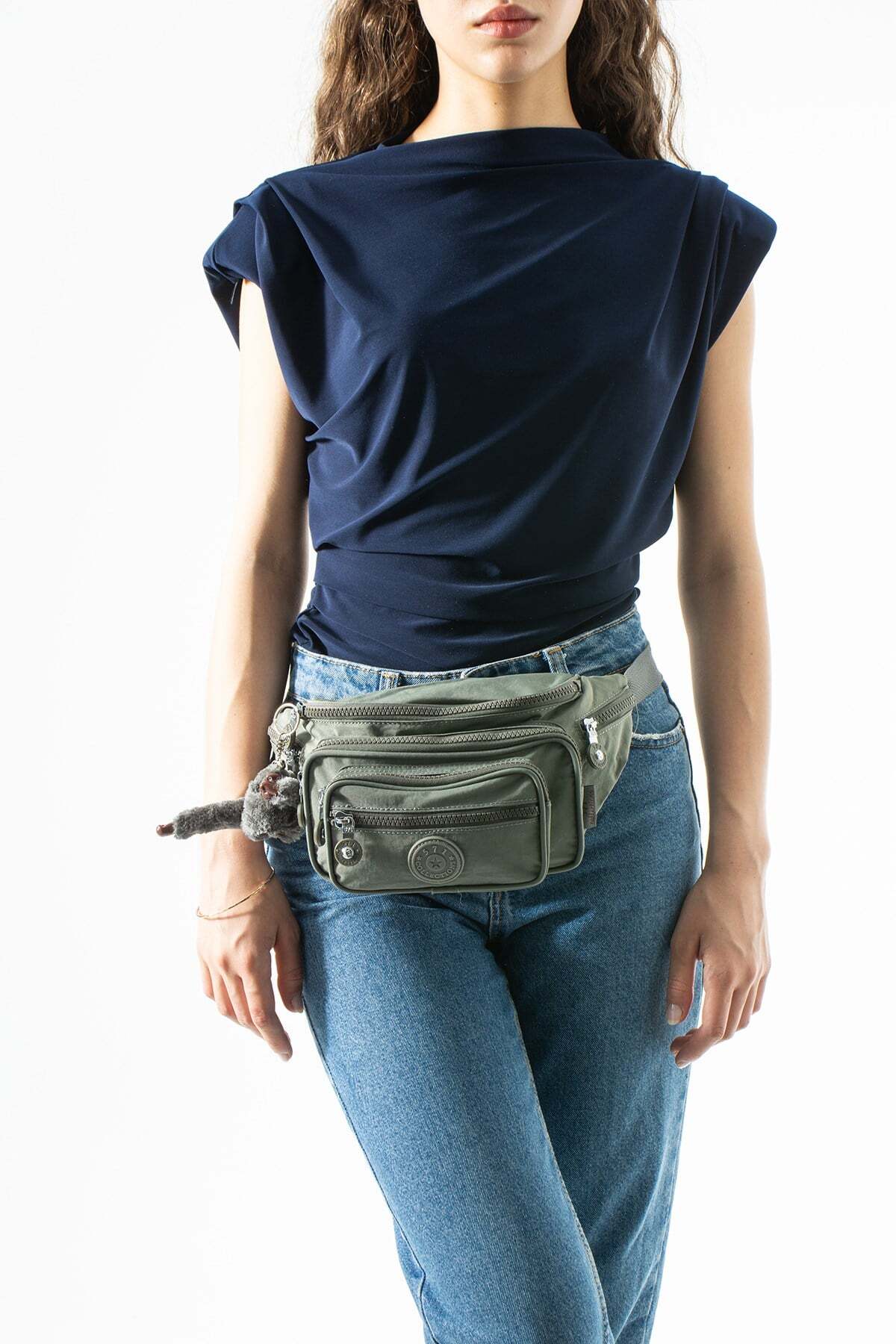571 Collections Çanta Unisex Çok Cepli, Su Geçirmez, Çapraz Askılı Bel Çantası (Freebag) Gri Model: 571-7J