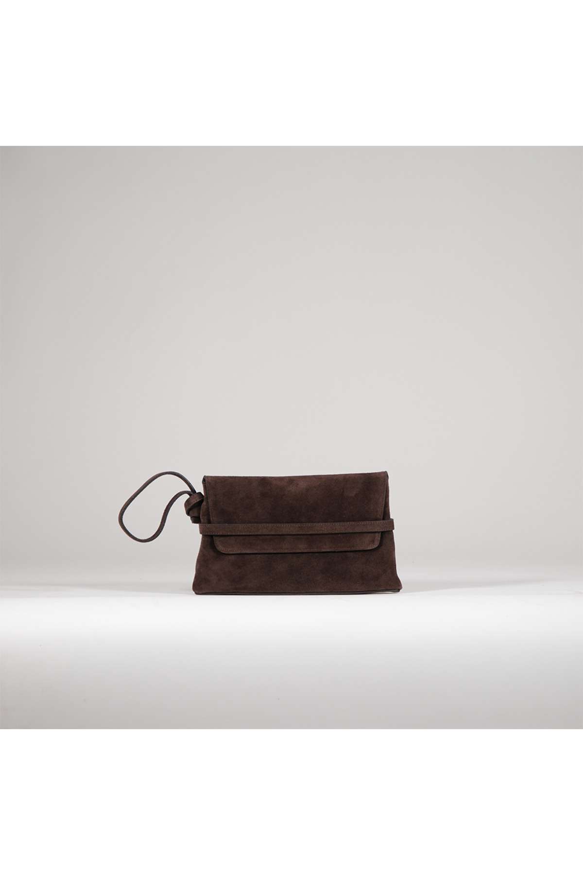 BEGRA ATELIER BEGRA Elara %100 Hakiki Süet Clutch Çanta - Acı Kahve (Dark Brown)