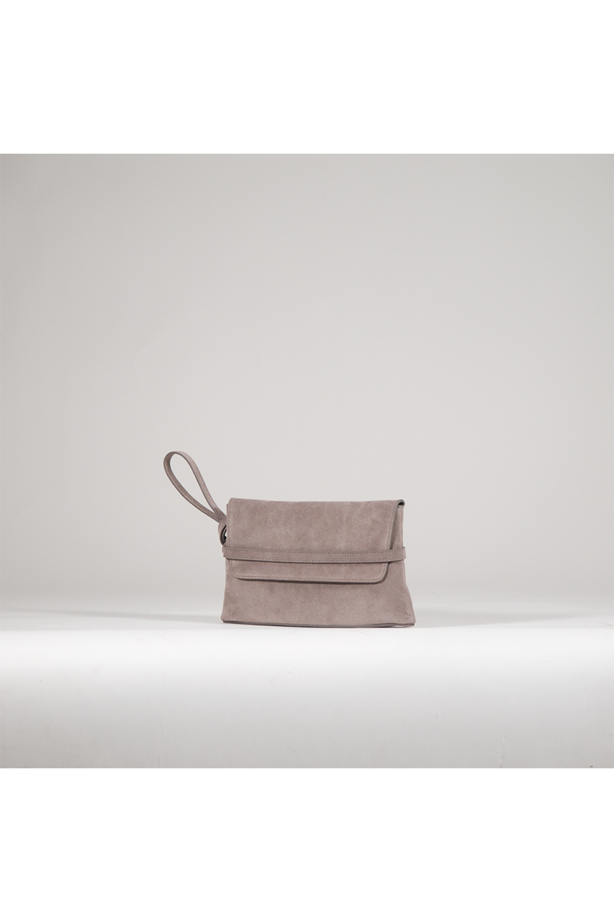 BEGRA ATELIER BEGRA Elara %100 Hakiki Süet Clutch Çanta - Gri (Taupe) görsel 2