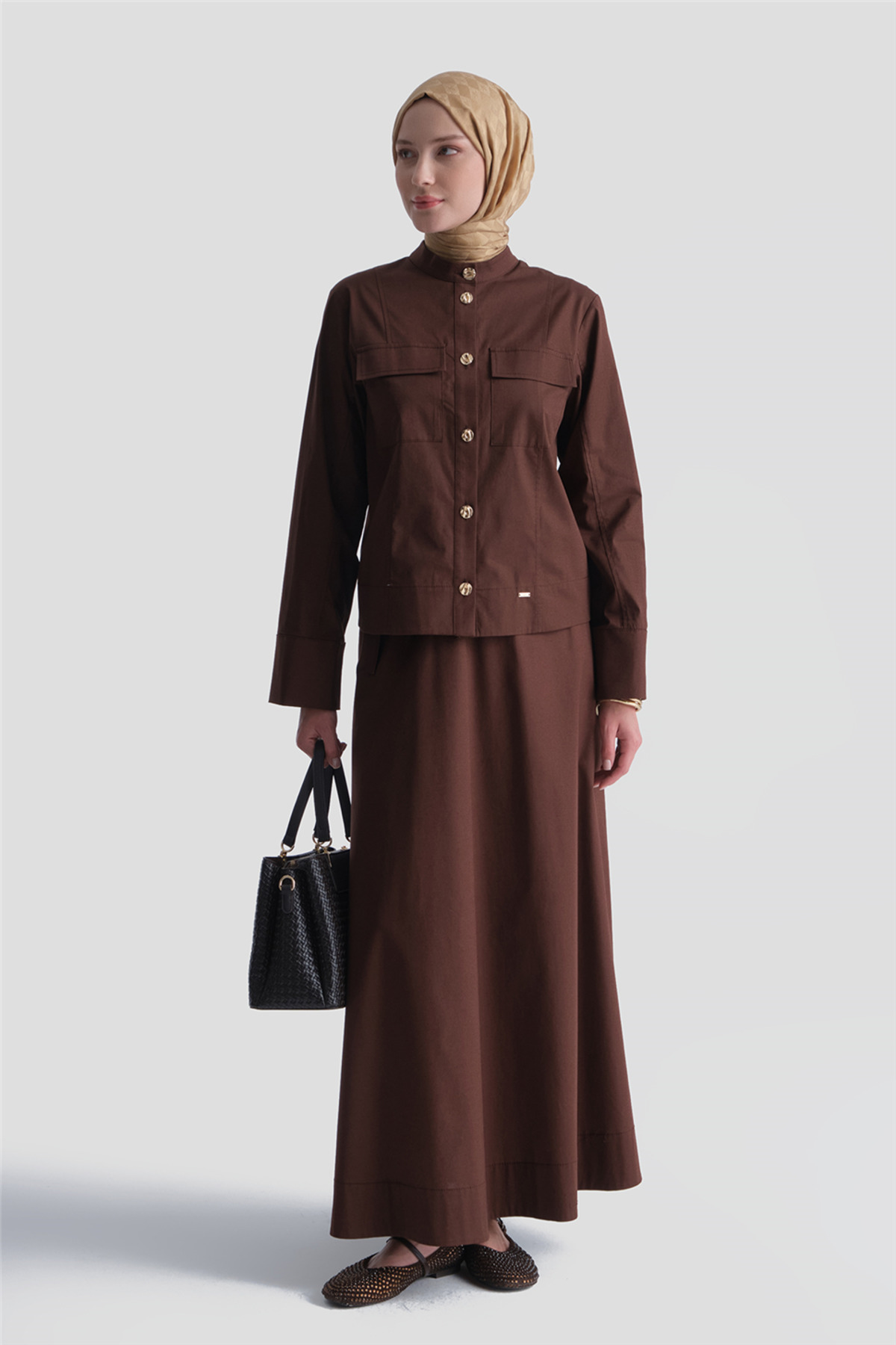 Armine Judicial collar suit bitter coffee