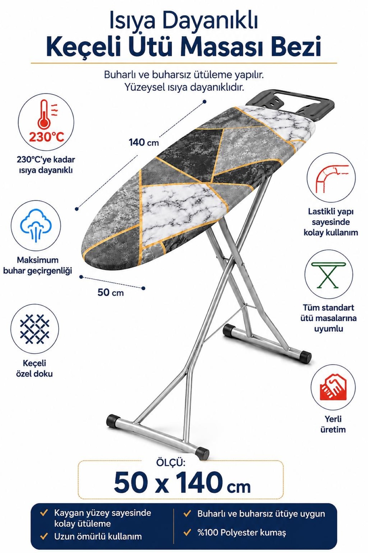 Ironing Board Case (50*140 cm Ironing Board Cloth with Sealed Elastic