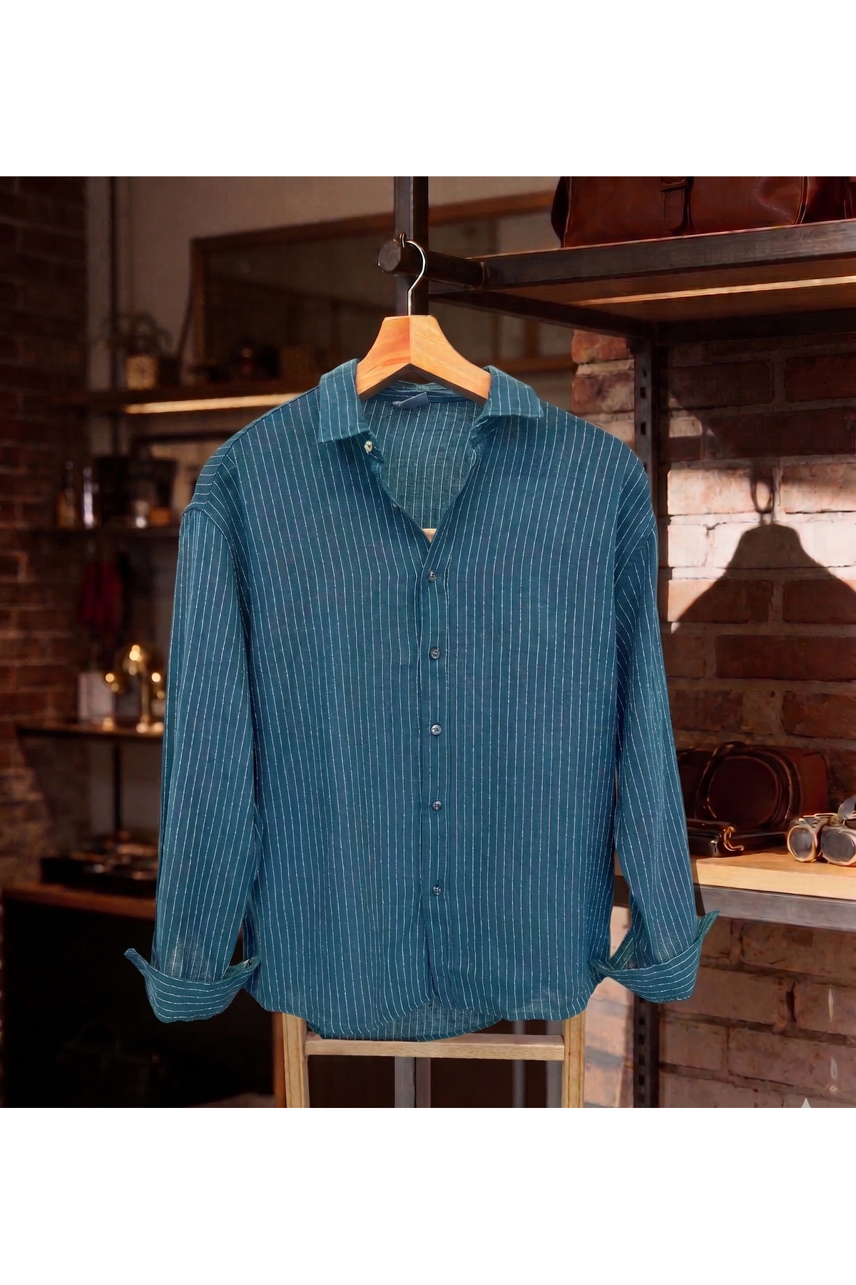Hazhers Men's Linen Oversize Relaxed Fit Long Sleeve Summer Shirt
