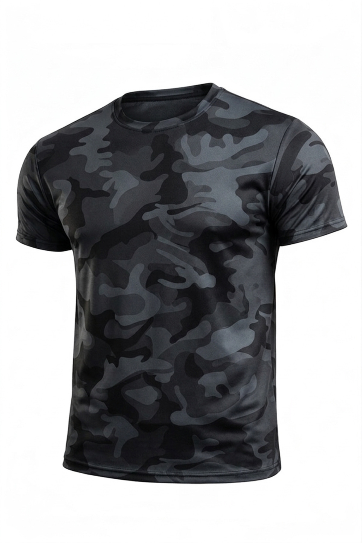 SERABLANKA Erkek Nem Emici Hızlı Kuruma Atletik Teknik Kamuflaj Desenli Spor T-shirt görsel 5