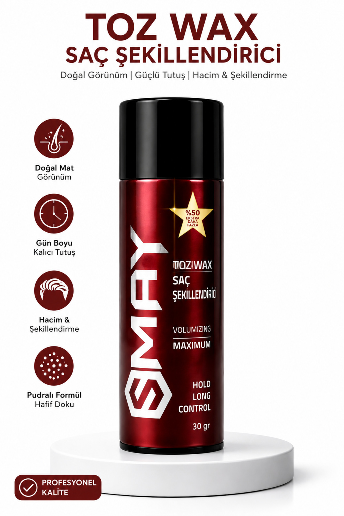 Pudra Wax 30 Gr - Profesyonel Toz Wax, Ekstra Hacim Veren Mat Etkili Erkek Saç Şekillendirici — smy1 — تصویر 2 از 3